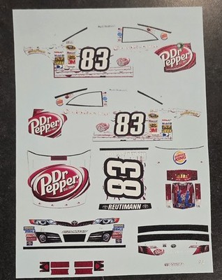 2013 #83 David Reutimann Dr. Pepper 1/64 NASCAR Waterslide Decals