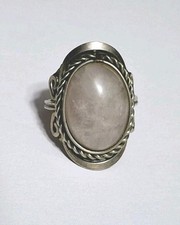 Vtg Large Oval Moonstone Hand Made Adjustable Silver Ring 5.4g