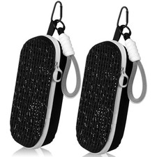 2 Pcs Swim Goggle Case for Swimming with Hole Zipper Clip Silicone Cases Black