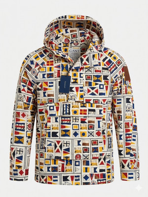 GANT Rough Weather Flag Anorak Cream Hooded Pullover SIZE SMALL New With Tag