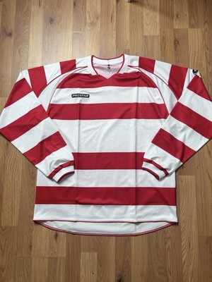 Langarm Fußballtrikot Herren gestreift Set rot weiß - Prostar - Large