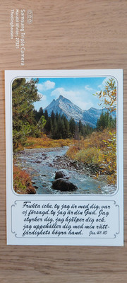 Postkarte Frukta icke ty jag är med dig var ej försagd 15.03.1987 gel_