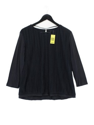 COS Damen Top L schwarz Polyester mit Baumwolle 3/4 Arm Rundhals Basic