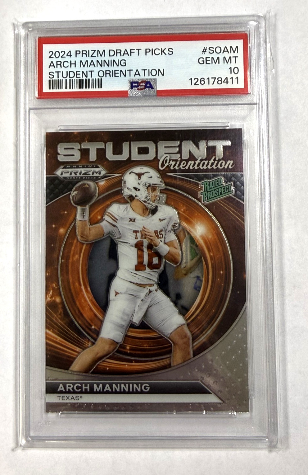 2024 Panini Prizm Draft Picks Arch Manning Student Orientation PSA 10 Texas