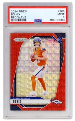 2024 Panini Prizm - Rookies Bo Nix #309 Red Wave Prizm /149 (RC)