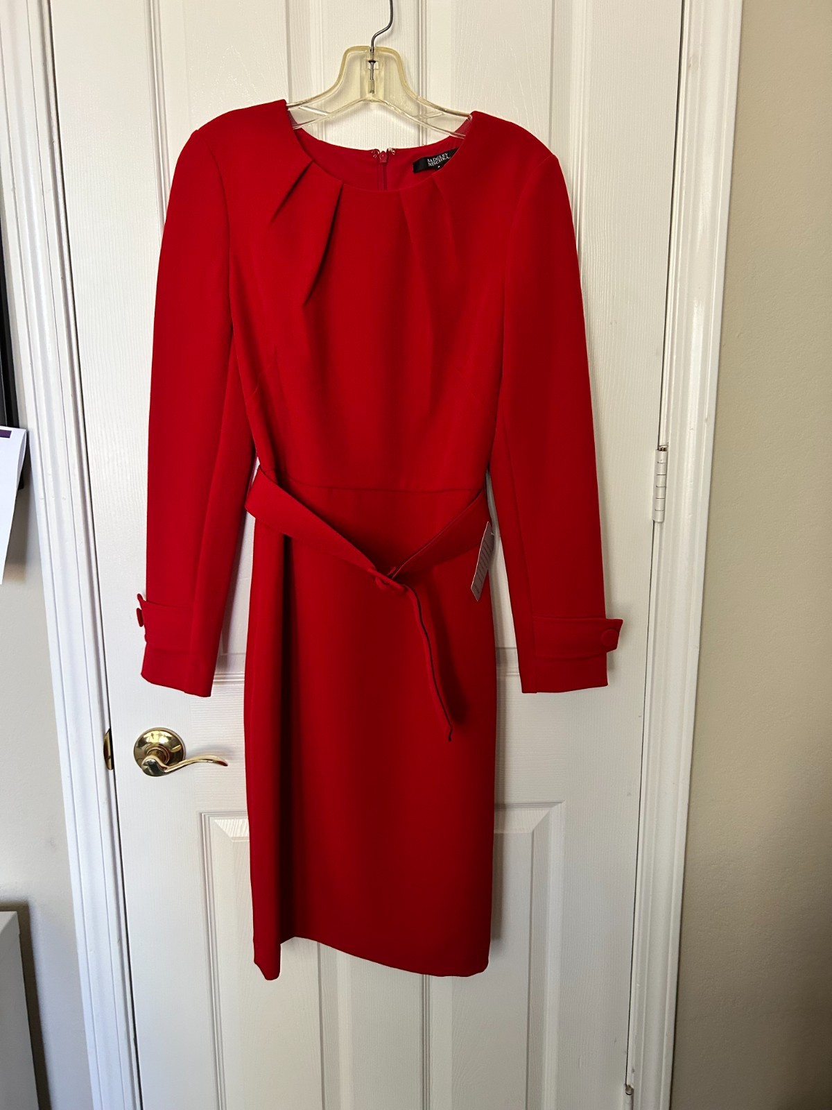 Badgley Mischka Belted Red Dress NWT Size 8