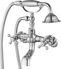 Clawfoot Tub Faucet Bathtub Filler with Handheld Polish Chrome Swivel Bathtub Sp