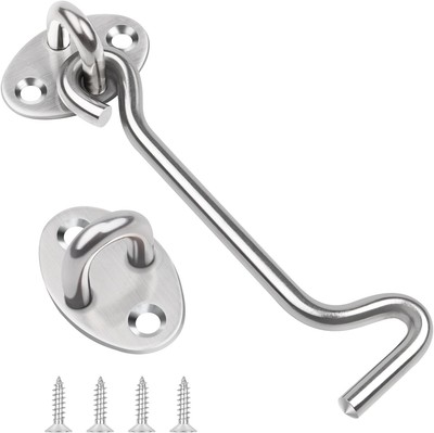 4 Zoll Haken und Ösenriegel, Leryati 1 Stück 100 mm Silber Torhaken Edelstahl 