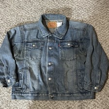 Levi's Kids Unisex Blue Denim Jean Jacket Size 7 Button Front Classic Trucker