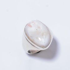 Orange Scolecite - India 925 Sterling Silver Solitaire Ring s.9 R708-40 A328