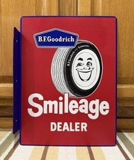 BF Goodrich Tires Flange Sign 2 Sided Smilage Dealer Vintage Style Wall Decor