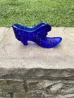 Glass Shoe Slipper Boot Cobalt Blue Dark Blue Deep Blue Decor