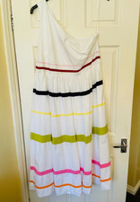 BNWTs J.CREW White Pink & Green Stripe Summer One Shoulder F&F Midi Dress Sz 20