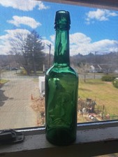 Antique Beer/spring water Bottle  1800's   J.S.P forest green crude clean