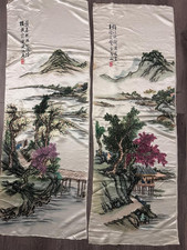 Antique 19th Century Qing Dynasty Chinese Embroidered Silk panels