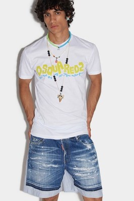 DSQUARED2 MEN'S WHITE GRAPHIC PRINT T-SHIRT MSRP $335