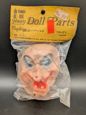 Vtg Yaley Doll Parts Witch Face 60s Molded Blue Eye Shadow