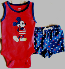 DISNEY JUNIOR MICKEY MOUSE RED BLUE WHITE SHORT SET-SIZE 3 MONTH-NEW WITH TAGS