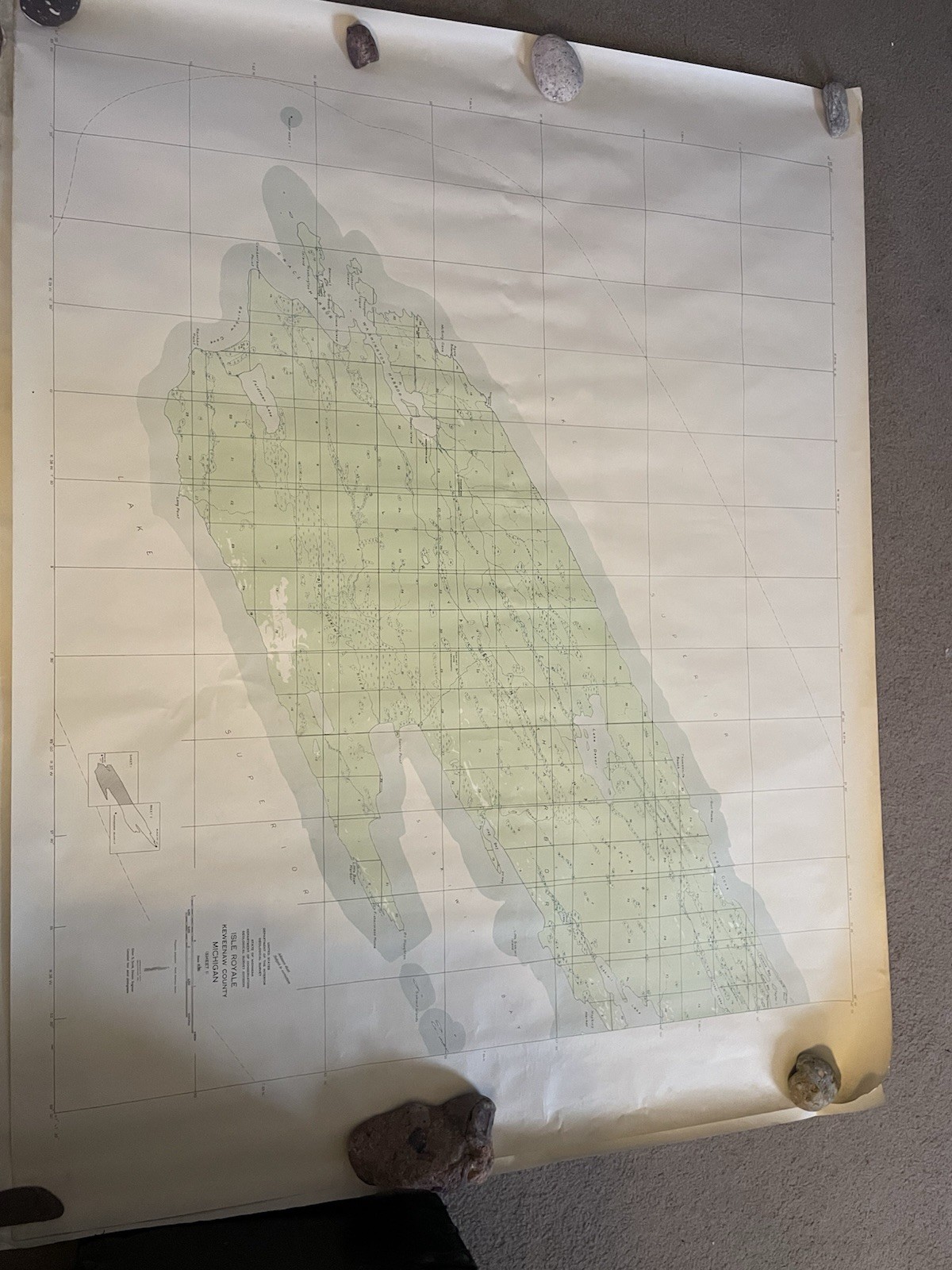 Isle Royal Keweenaw Michigan GeologicalSurveyMap56x44Inches Both Sheets 1 And 2