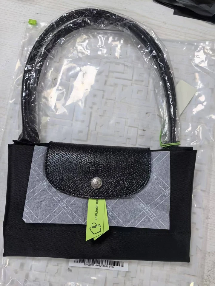 LONGCHAM UK Madam Tote Bag Nylon 1899 Large L in Black with Horse Embroidery!