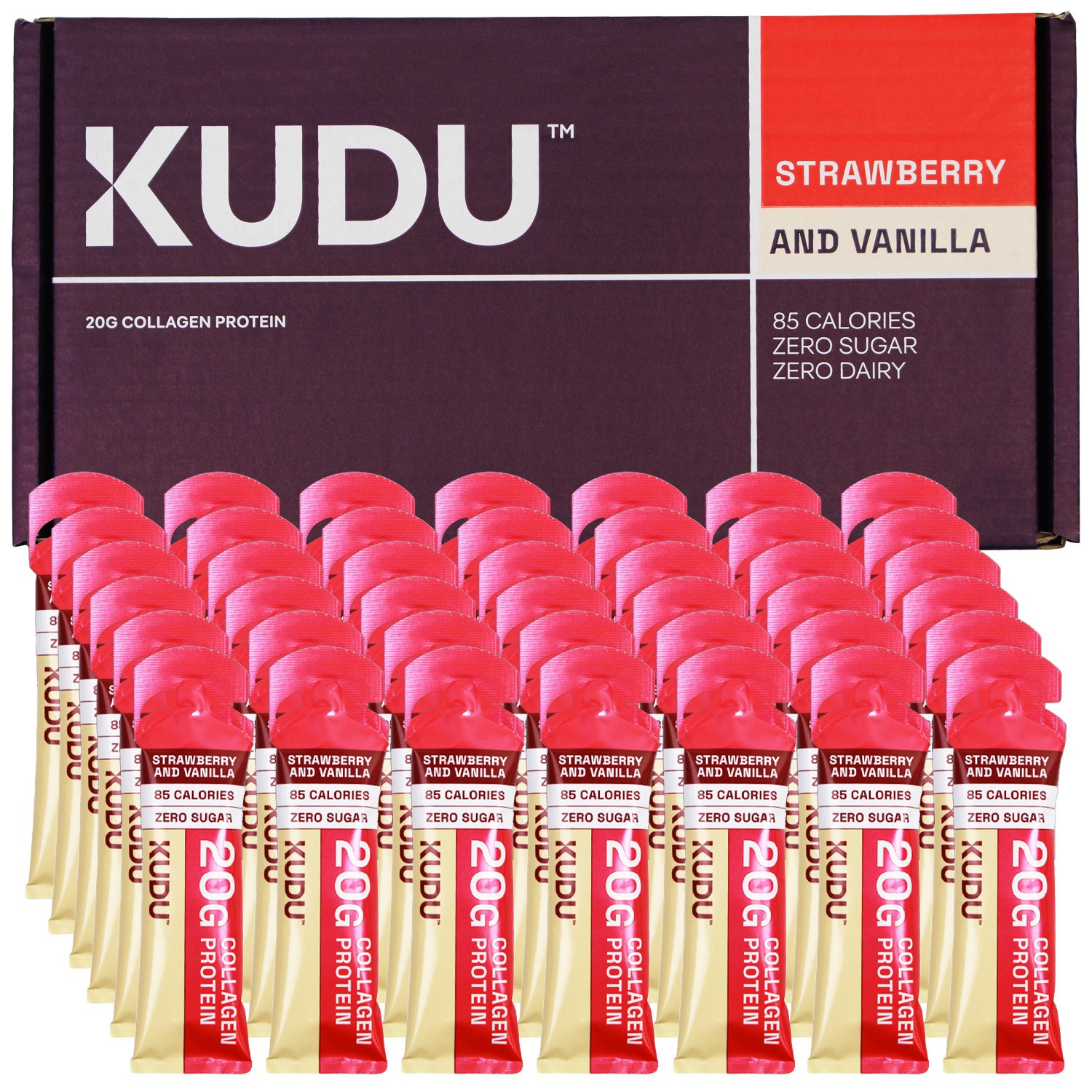 Kudu - Liquid Collagen - Hydrolyzed Bovine Collagen - 20g Protein - Strawberr...