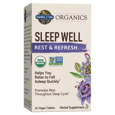 Garden Of Life Organics Sleep Well Rest Refresh 30 Tablets Lemon Balm Green Tea