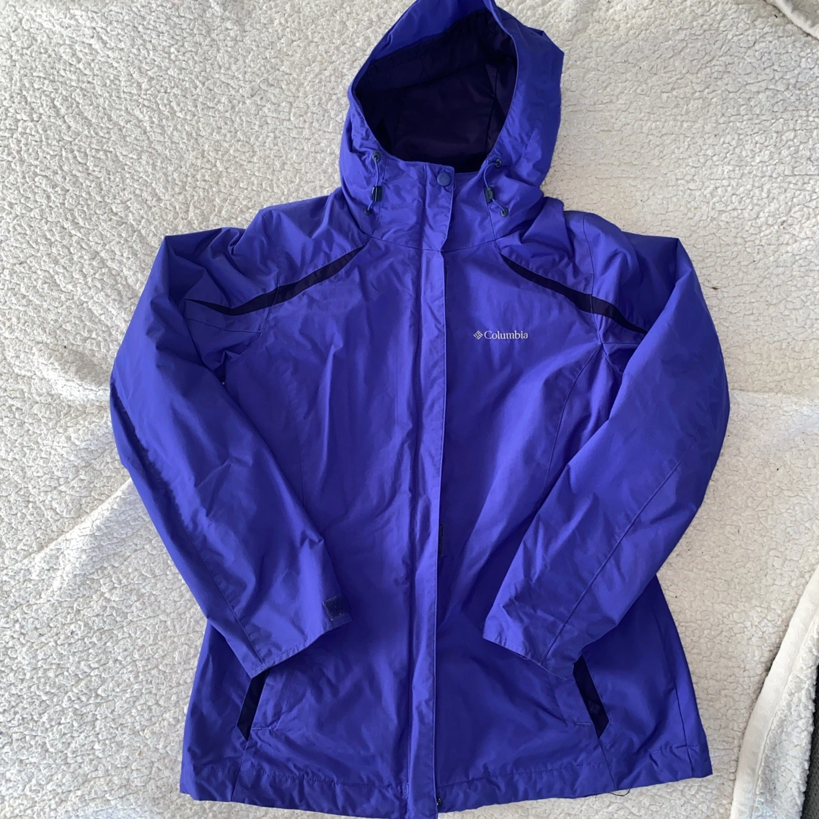 Columbia Rain Jacket Children’s Medium Blue Full Zip Hooded Windbreaker
