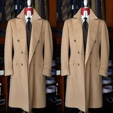Camel Men's Overcoat Cashmere Outdoor Warm Long Suit Double Breasted Jacket