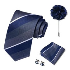 Mixed Color Necktie Set Pocket Square Cufflinks Brooch for Men s Formal Events