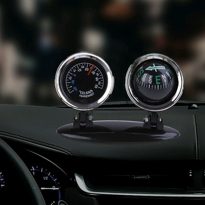 2in1 Car Compass Thermometer Car Ornament Direction Dashboard Decor Guide Ball