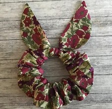 Liberty London Poppy and Daisy Fabric HANDMADE BUNNY EARS Bow HAIR Scrunchie 