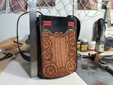 Vintage Handmade Genuine Leather Handbags southern style 4side floral scrolls