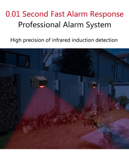 Solar LED Alarm Strobe Light Wireless Motion Sensor Detector Outdoor Remote - Picture 8 of 12