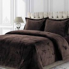 Tribeca Living Venice Velvet Oversized Solid Duvet Set, Twin, Chocolate VENI...