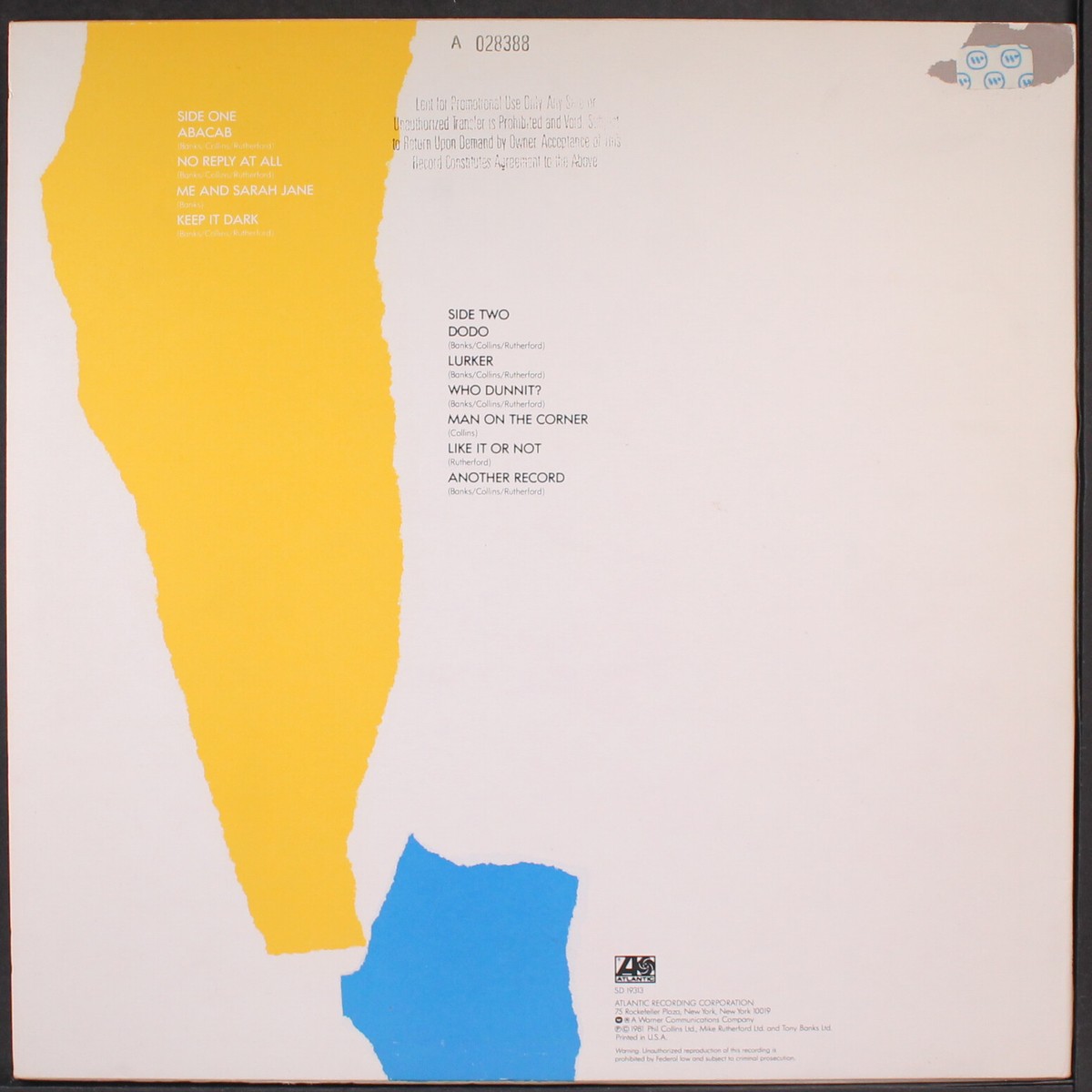 GENESIS: abacab ATLANTIC 12