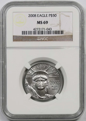 2008 Platinum Eagle $50 Half-Ounce MS 69 NGC 1/2 oz Platinum .9995