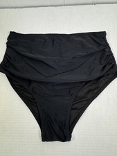 Slimming Black Swimsuit Bottoms High Waisted Gathered Side Size Small New