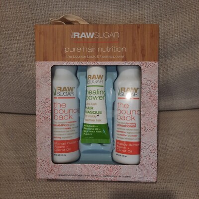 Raw Sugar Shampoo  Conditioner Hair Masque  3 Pak Hydration Mango Agave Gift Bo