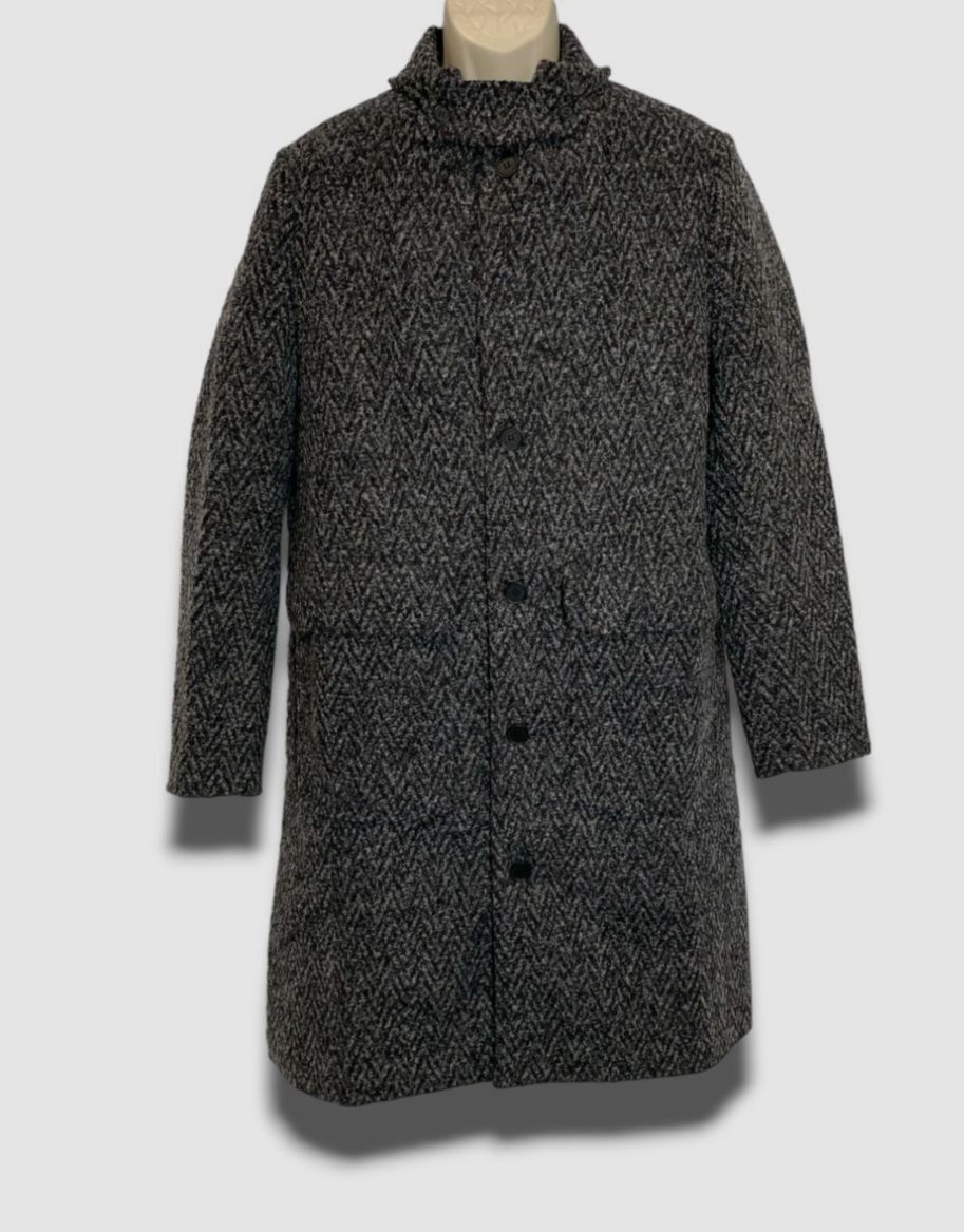ジャケット・アウター Time is on WOOL VERSATILE OVER COAT 0 $795 Twenty Montreal Men's Gray Drummond Chevron Wool Overcoat