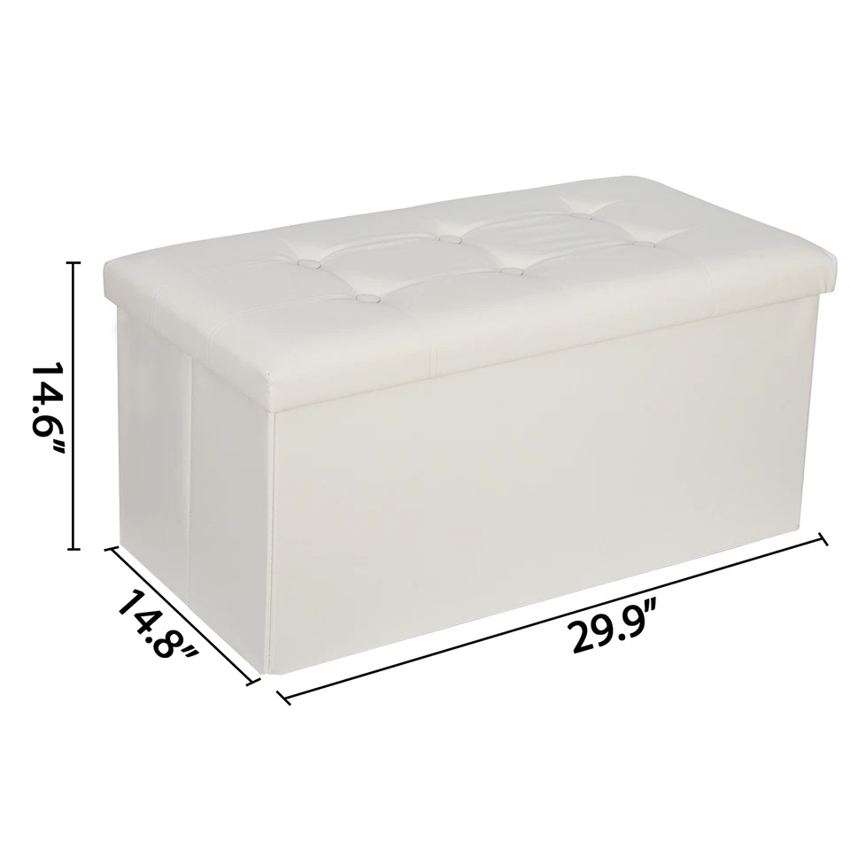 30 inches Folding Ottoman Bench Storage Box Durable Foot Rest Stools Home - Image 3 of 4