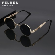 Metal Round UV Protection Sunglasses Unisex Fashion Punk Driving Riding Glasses