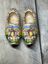Vintage Pair of Hand Carved Solid Wood Dutch Holland Clog Shoes