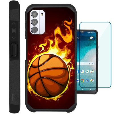Hybrid Case for Nokia G310 Phone Cover with TEMPERED GLASS/ Flame Basketball