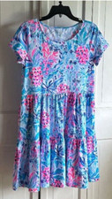 NWT $118 LILLY PULITZER Geanna S/S Dress Zanzibar Blue Party Princess Size S Sm