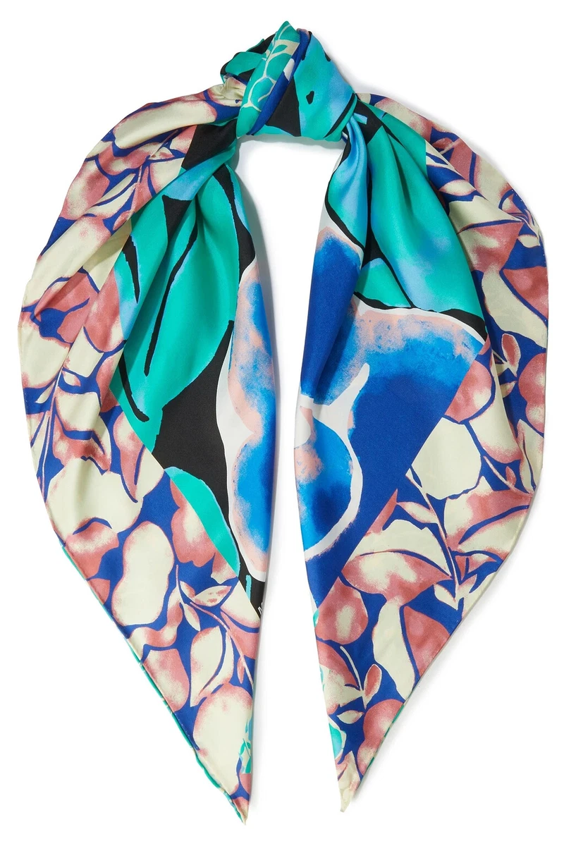 New DIANE VON FURSTENBERG Jella Printed Silk twill Scarf MSRP