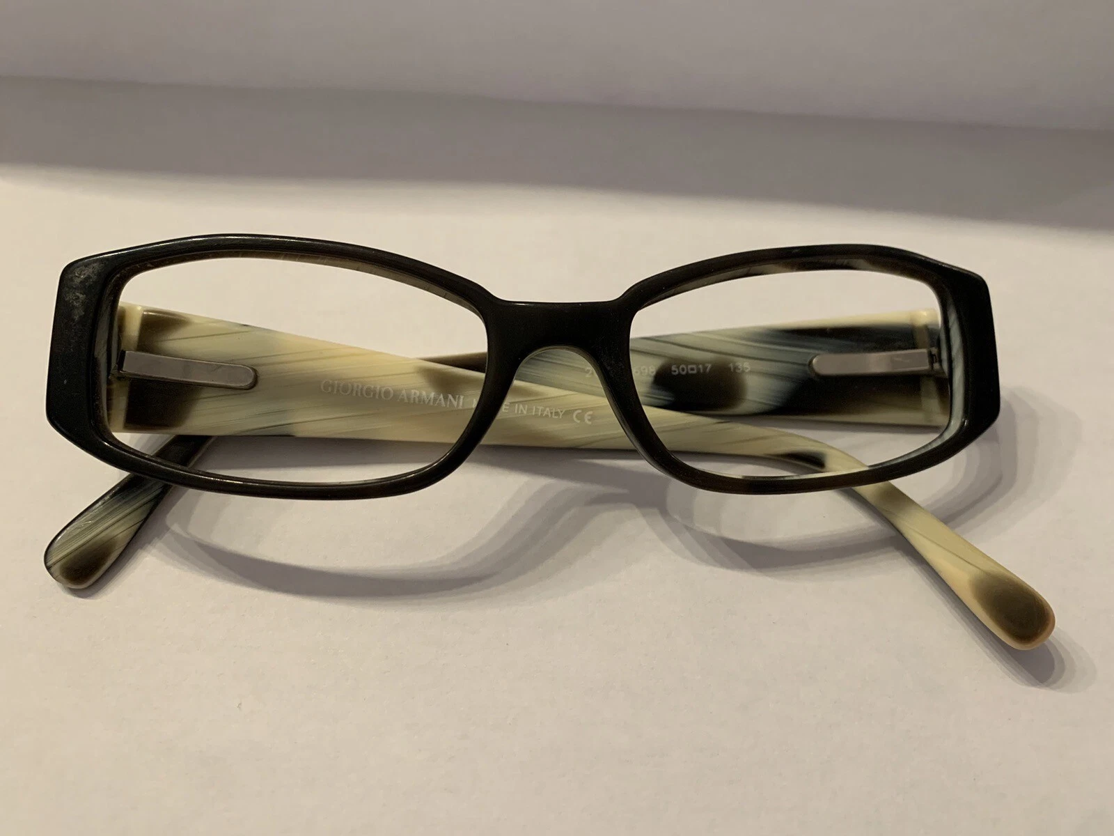 Giorgio Armani Womens Full Rim Frames Glasses Black & Cream Made In Italy