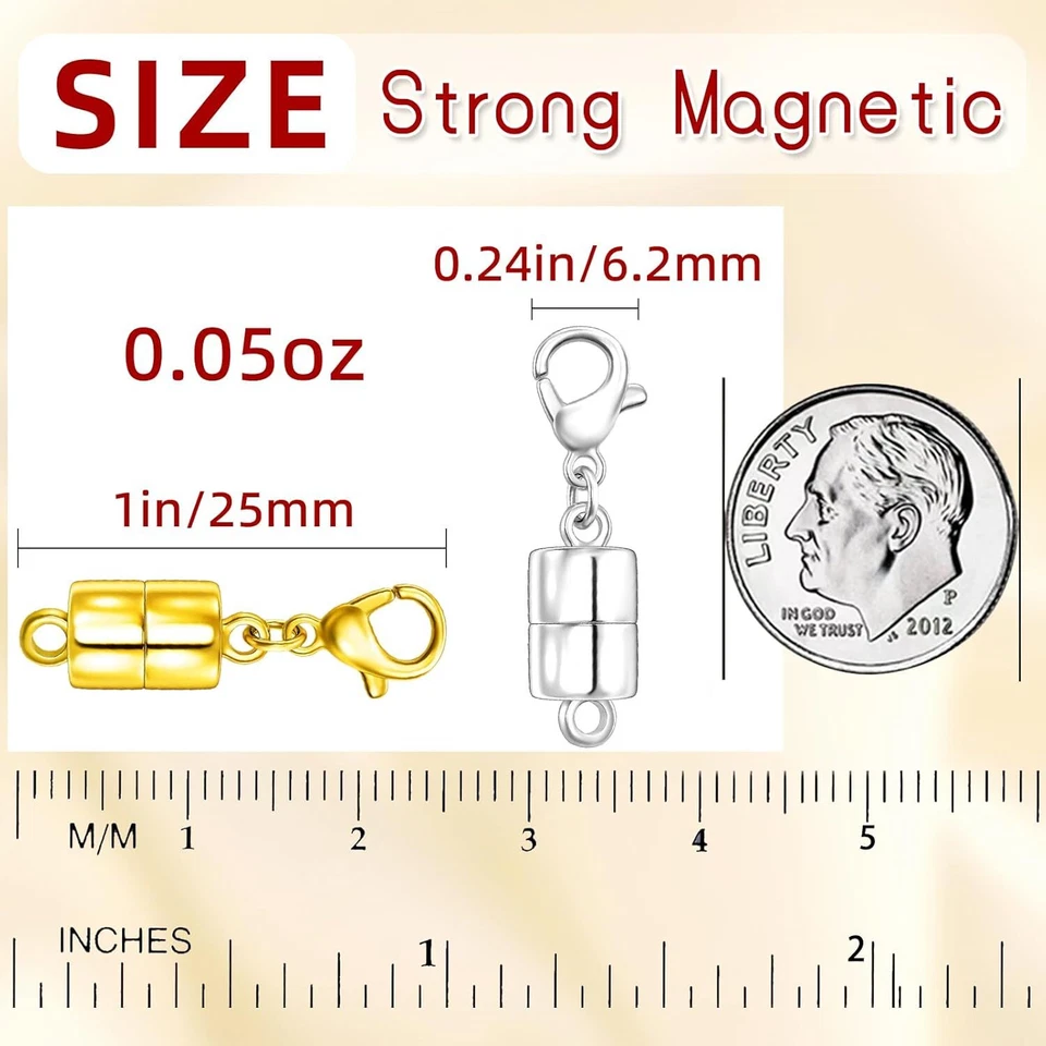 Magnetic Necklace Clasps with Lobster Clasp,14K Gold and Silver Magnetic Jewelry - Image 2 of 3