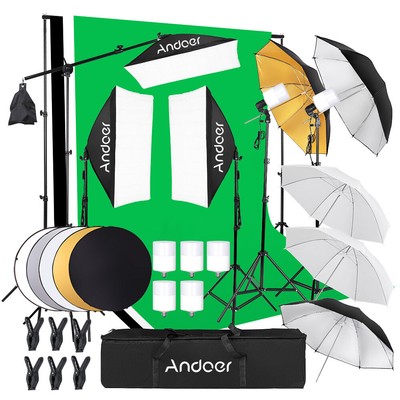Photography Lighting Kit with Backdrops Stands Softbox Continuous Lighting Q2U1