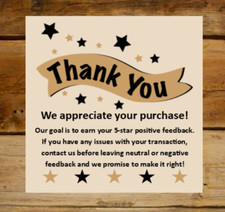 Thank You For Your Purchase Large 3.5" x 3.5" Black/Gold Sticker Label eBay Etsy