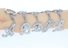 Austrian Crystal Alphabet Initial Letters Key Ring Jewelry Charm Keychain